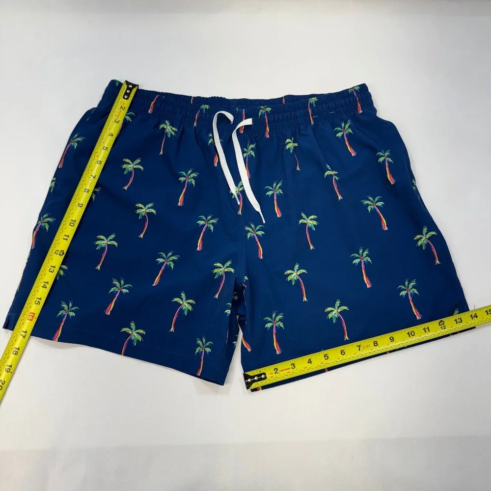 Chubbies Swim Trunks Mens 2XL Navy Blue Rainbow Palm Tree All Over‎ Print Preppy